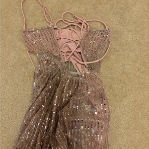 Metallic Knit Sweetheart Maxi Dress in Rose Gold